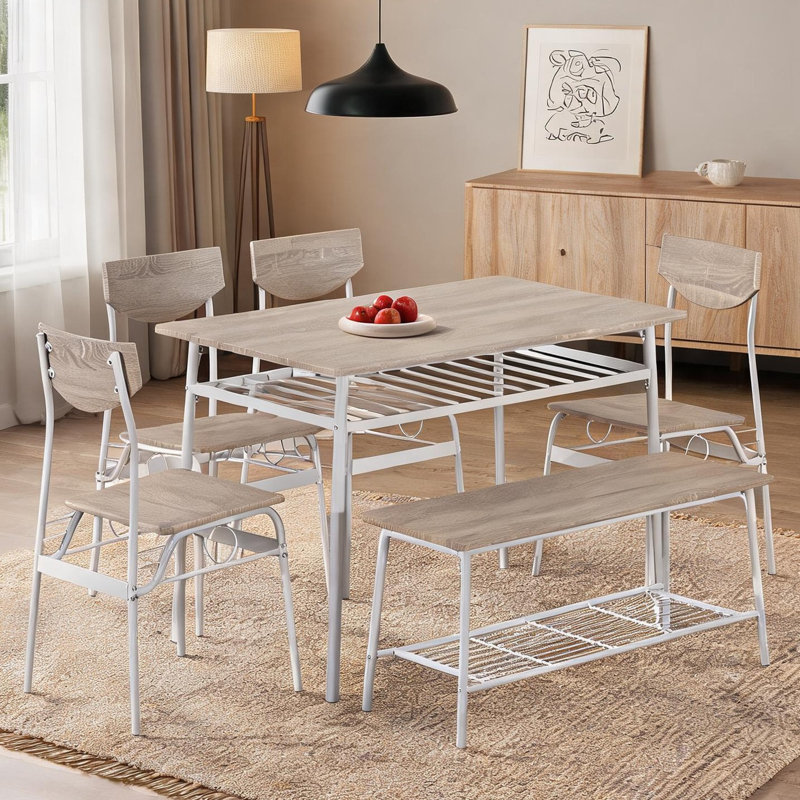 Ensemble de salle à manger 43,3 x 27,6 x 29,9 cm avec structure en fer et panneaux MDF.