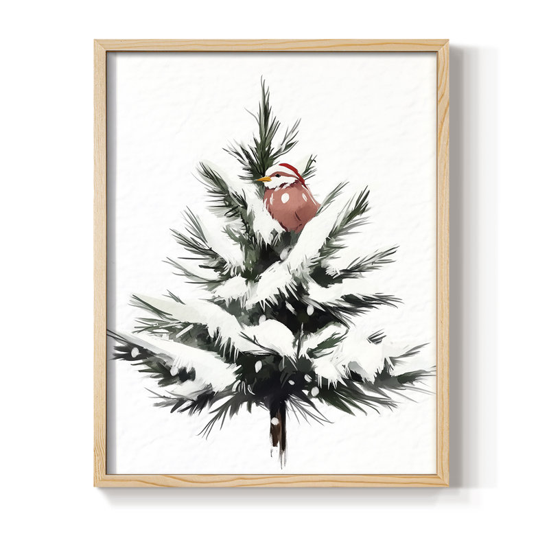 «Christmas Holiday Art» CCLxxv, reproduction encadrée - bois massif, H 11 po x l 9 po, Naturel