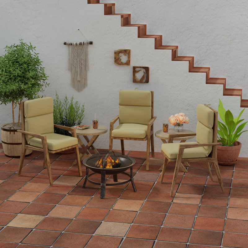 22" x 44" Outdoor Chair Cushion with Ties and Loop, Canvas Heather Beige