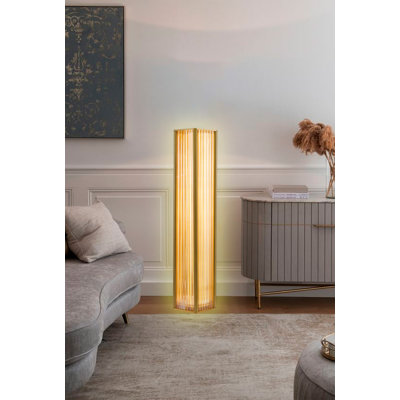Lampe sur pied à DEL en acier inoxydable à 1 lumière avec tiges en verre transparent