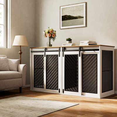 61'' W Dividable Dog Crate Furniture
