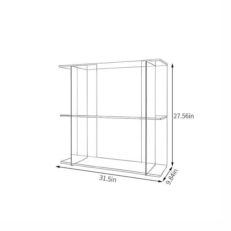 Simple vitrine en acrylique, (2 tablettes) H 27,56 po x l 31,5 po x P 9,84 po, Orange