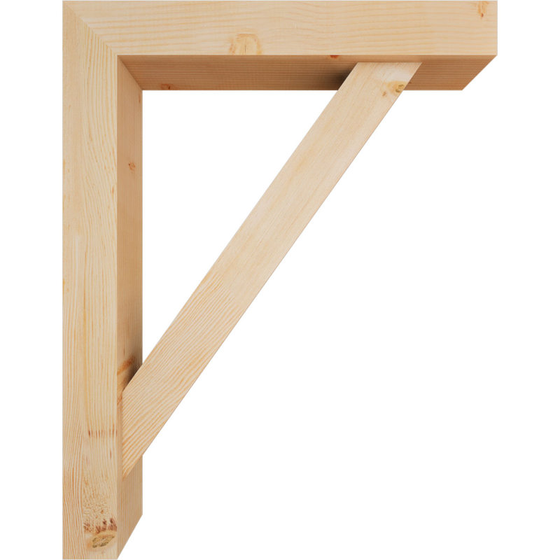 5 1/2"W x 28"D x 36"H Traditional Block Smooth Bracket w/ Offset Brace, Douglas Fir, 36 x 28, 5 1/2"W Douglas Fir (Smooth)