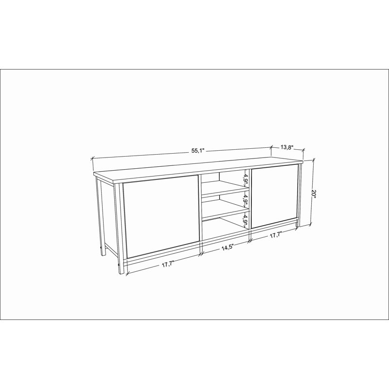 Alejandria TV Stand for TVs up to 60 Inches, Gold/Anthracite