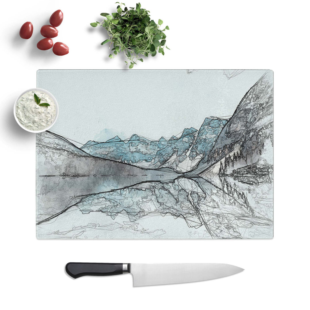 Glass Mountains & Forest by Lake Moraine in Abstract Chopping Board