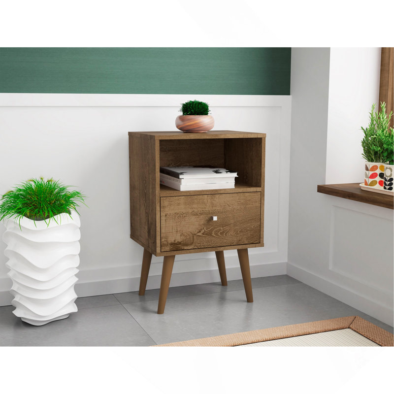 18" Nightstand in Rustic Brown (1-Drawer), Rustic Brown