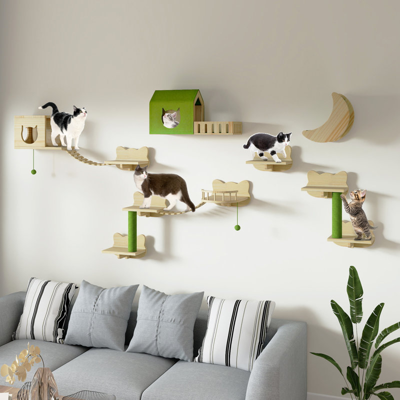  Meuble mural pour chat en bois de pin