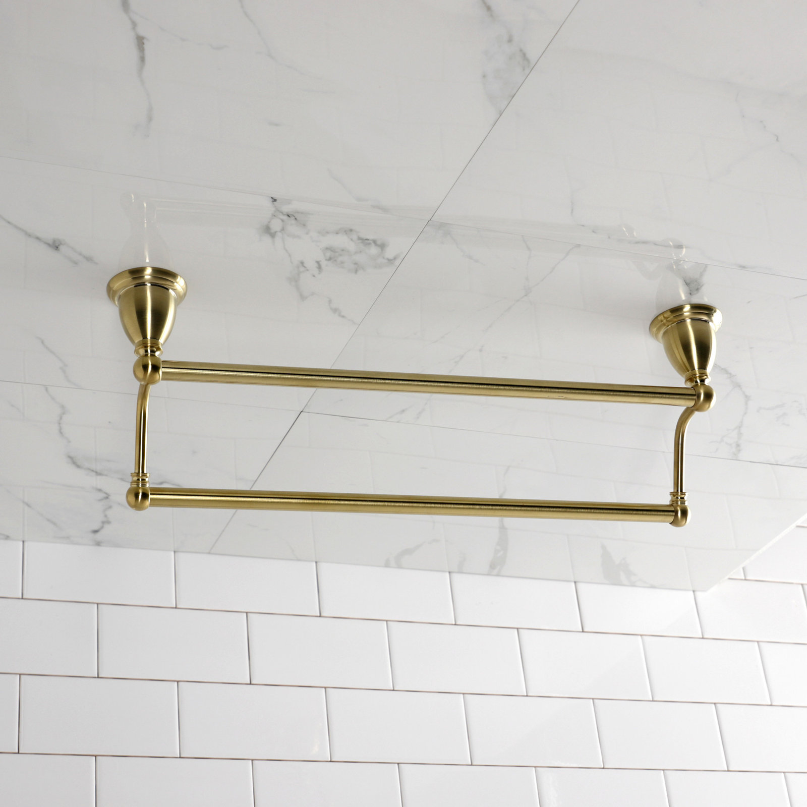 Kingston Brass Heritage 18-Inch Dual Towel Bar, Brushed Brass