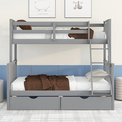 Garcon Storage Bed, Twin-Over-Full Bunk Bed with Ladders and Two Storage Drawers -  Harriet Bee, 8EAEC0BDA34F4CC489ADD185E369204F