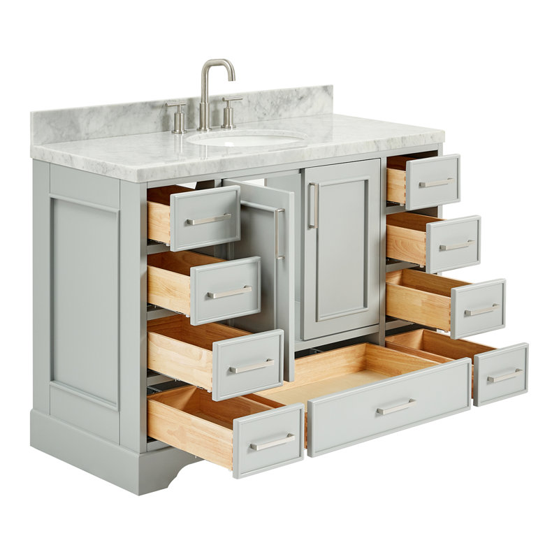 Meuble-lavabo simple avec plateau Abshire 49, Gris