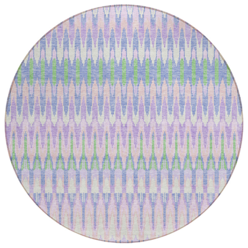 Tapis rond lavable rose et vert lime 8 pi Southwestern
