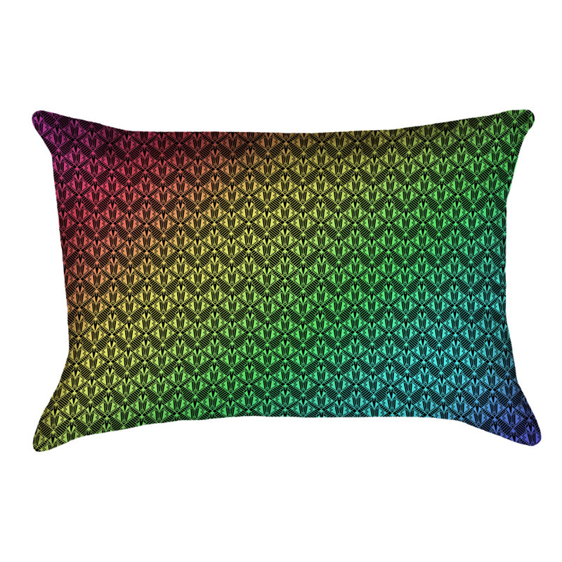 Coussin Katelyn Elizabeth, Noir et arc-en-ciel, Polyester