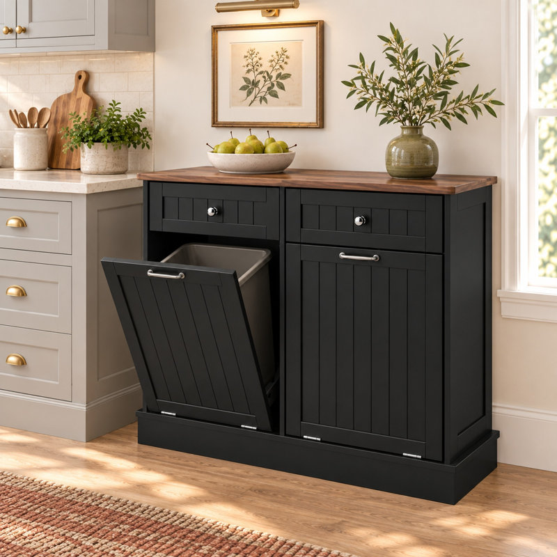 Armoire poubelle inclinable Havant, Noir