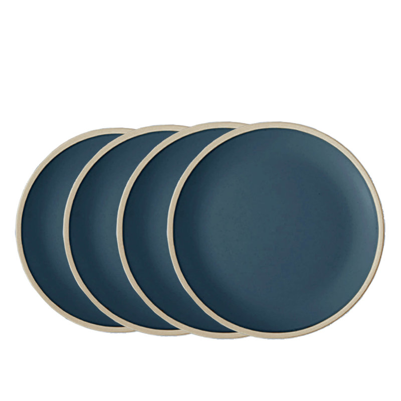Service de vaisselle en céramique Morandi de Ebern Designs, paquet de 4, ensemble de 4 assiettes plates blanc mat laiteux de 10 pouces parfaites pour la cuisine, le patio et les ensembles repas