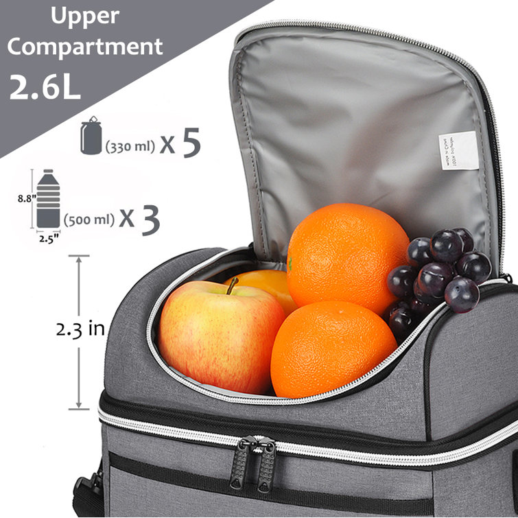 Large Insulated Lunch Bag for Women Men, 10L Leakproof Thermal Reusable Lunch Box for Adult & Kids, Tall Meal Prep Lunch Cooler Tote with 4 Pockets Fo