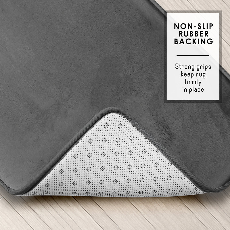 Aighan 3 Piece Ultra Soft and Absorbent Memory Foam Bath Rug Set with Non-Slip Backing, Gray