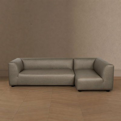 Lukas 118" Contemporary Modern Polyester Upholstered Right-Facing 2-Piece Sectional Sofa in Taupe