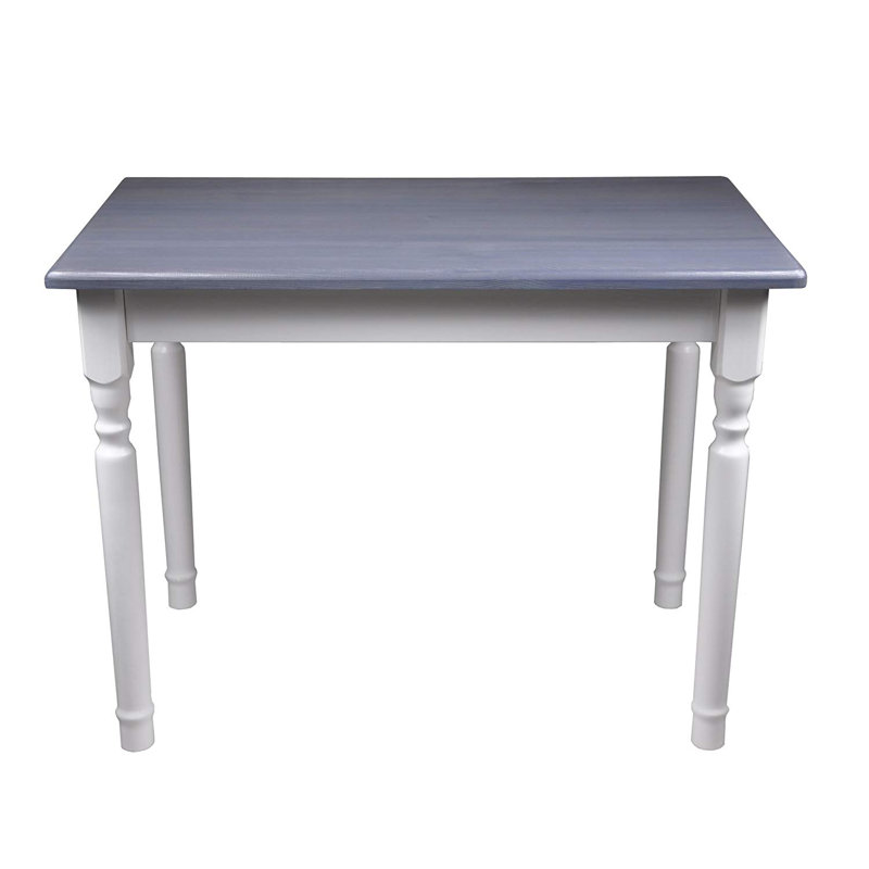Haruhi Pine Unfinished Solid Wood Dining Table, Grey/Brown/Blue