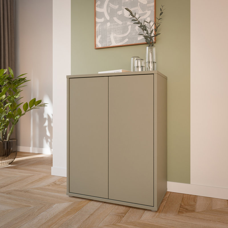 Modern minimalistic cabinet unit with 2 doors and 2 internal shelves, engineered wood, 74.5 cm W x 99.1 cm H x 41.5 cm D