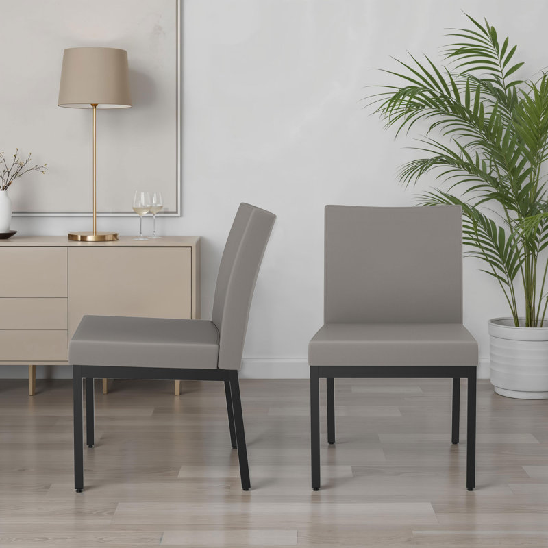 Driggers Upholstered Dining Chair, Taupe Gray, Black