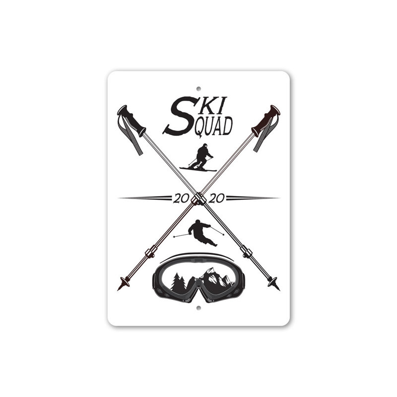 Panneau en aluminium Ski Squad, H 18 po x l 12 po x P 0,06 po
