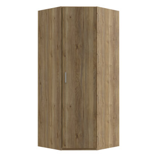 1-Door Corner Wardrobe, Made of Engineered Wood, Mauvella Oak, 89.5cm W x 201.5cm H x 89.4cm D.
