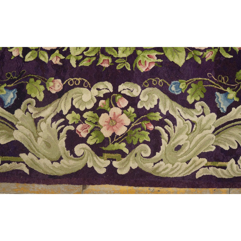 Hand Knotted Wool Floral Area Rug in Purple