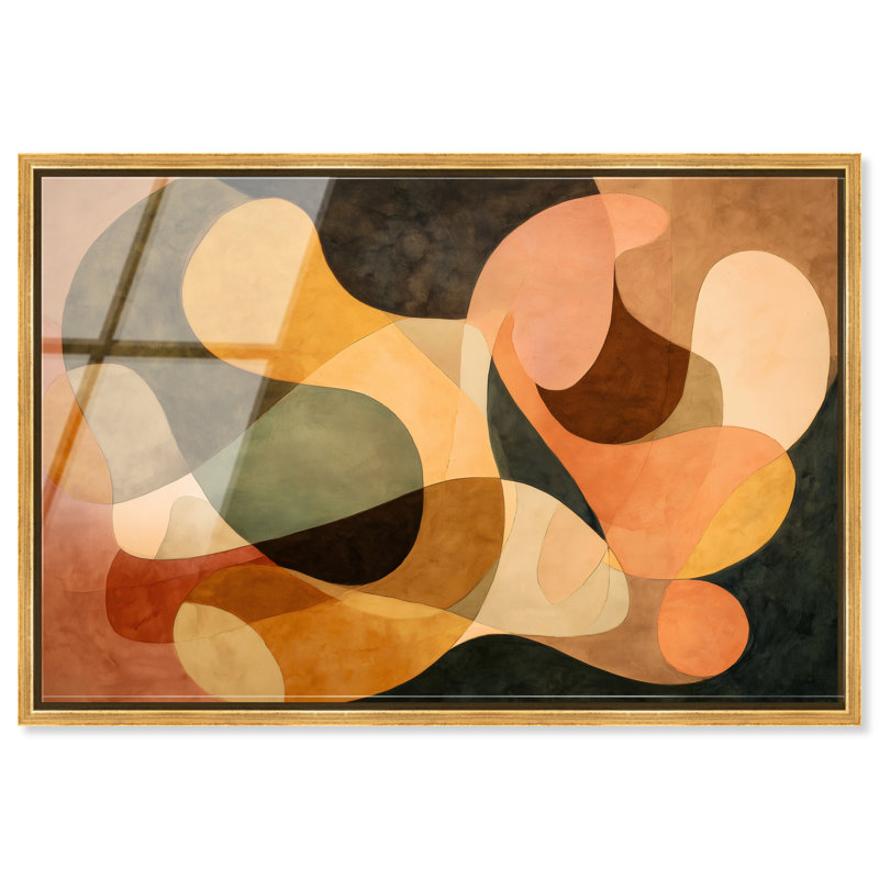 «Tan Curves I», reproduction d'art acrylique encadrée par Art Remedy, cadre doré, 54 x 36, 37"H x 55"W, Gold Frame