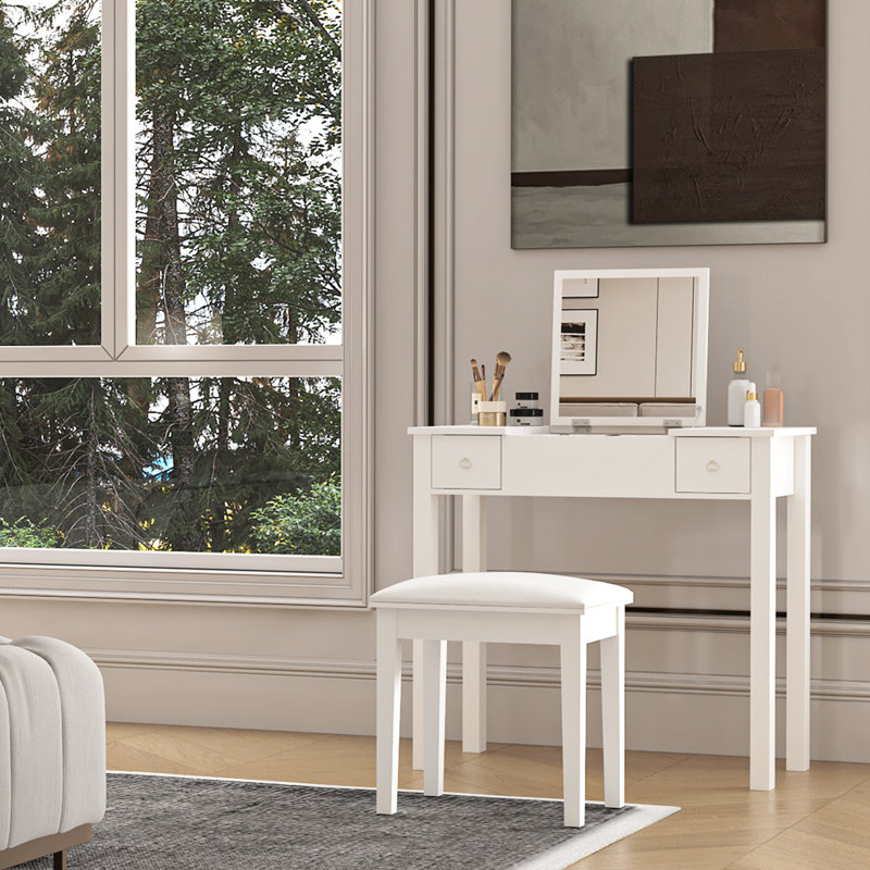 Solid + Manufactured Wood Accent Stool, White