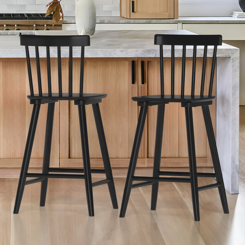 Tabouret Baggett, Tabouret de comptoir (siège d'une hauteur de 24 p, Noir, 2