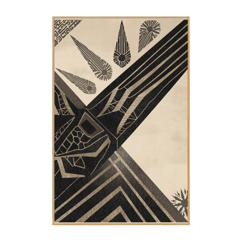 Tapis noir art déco lavable à la machine Titus Khepri Starburst - reliure brun clair, 5 x 7