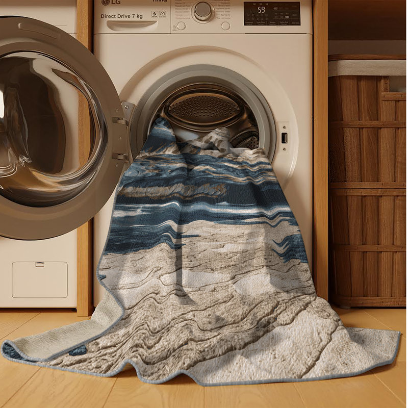 Washable Coastal Cave Coastal Area Rug, Rectangle 4' x 6'