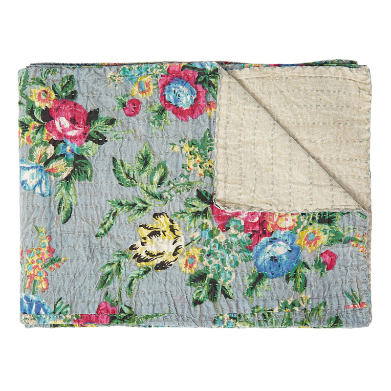 Kantha Quilted Throw Blanket