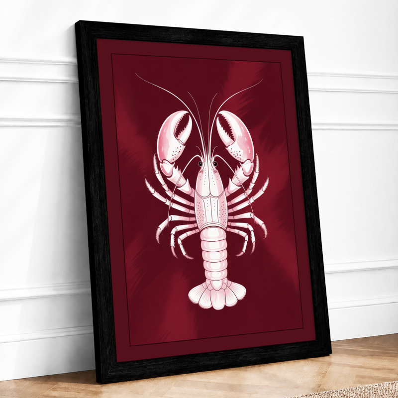 Heraldic Lobster Art Deco - Framed Print, Black, A3 - 42.0 x 29.7 cm