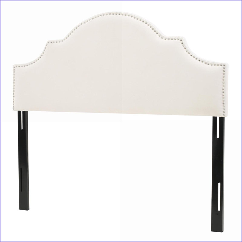 Queen Size Upholstered Headboard - Solid Wood &amp; Metal Legs, Adjustable Height with Nailhead Trim for Bedroom