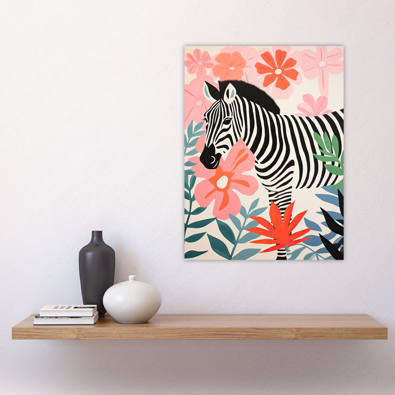 Wall Art Print Unsuccessful Camouflage Pastel Colour Pink Floral Zebra Portrait Bright Graphic Painting Poster