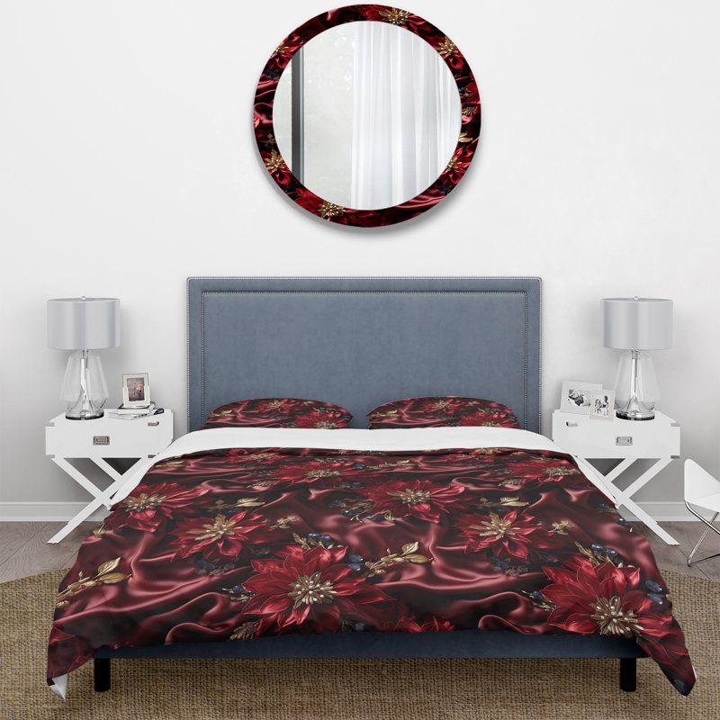 Ensemble de housse de couette Opulent Majesty Deep Purple - Damask, Housse de couette pour grand lit et 2 taies décor