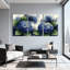 «Blue Hydrangea», reproduction d'art sur toile tendue à l'aquarelle (ensemble de 3)-1470911742