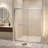 Tempered Glass With Explosion Proof Film, Aluminum Frame Material Double Sliding Opening Shower Door  - "1/4 (6 Mm), Stainless Steel Handle-122071584