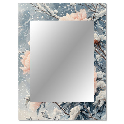Peonies In The Winter Wind III - Peonies Large Wall Mirror, Traditional Unique Mirror, Printed Metal Art