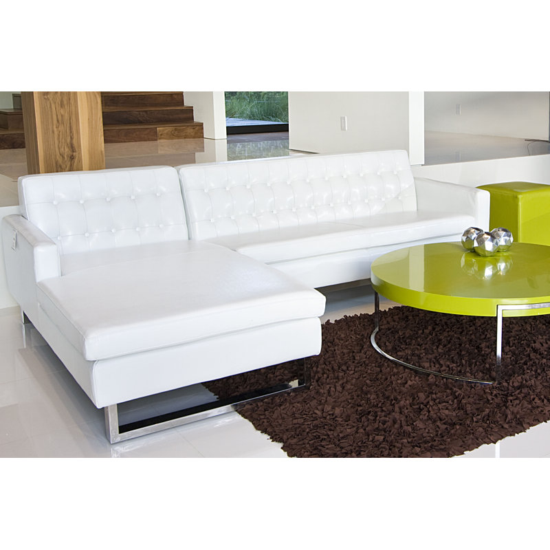 Canapé modulaire moderne Sloan, Blanc brillant, Orienté à gauche (vu de face)