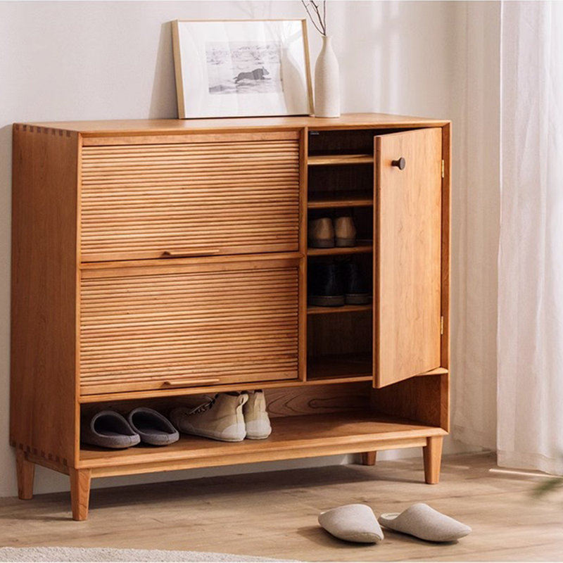 Japanese style minimalist storage shoe cabinet, Brown