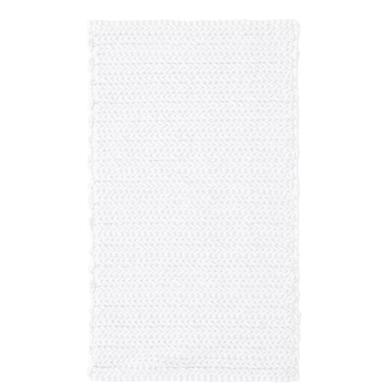 White Cotton Chenille Chain Stitch Non-Slip Bath Rug