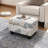 Upholstered Ottoman, Beige & Blue