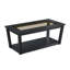 Ensemble de 3 tables basses Table rectangulaire Deux tables de bout assorties Plateau en bois et en fibre de verre Base en bois Tablette inférieure ouverte Présentoir de rangement supplémentaire