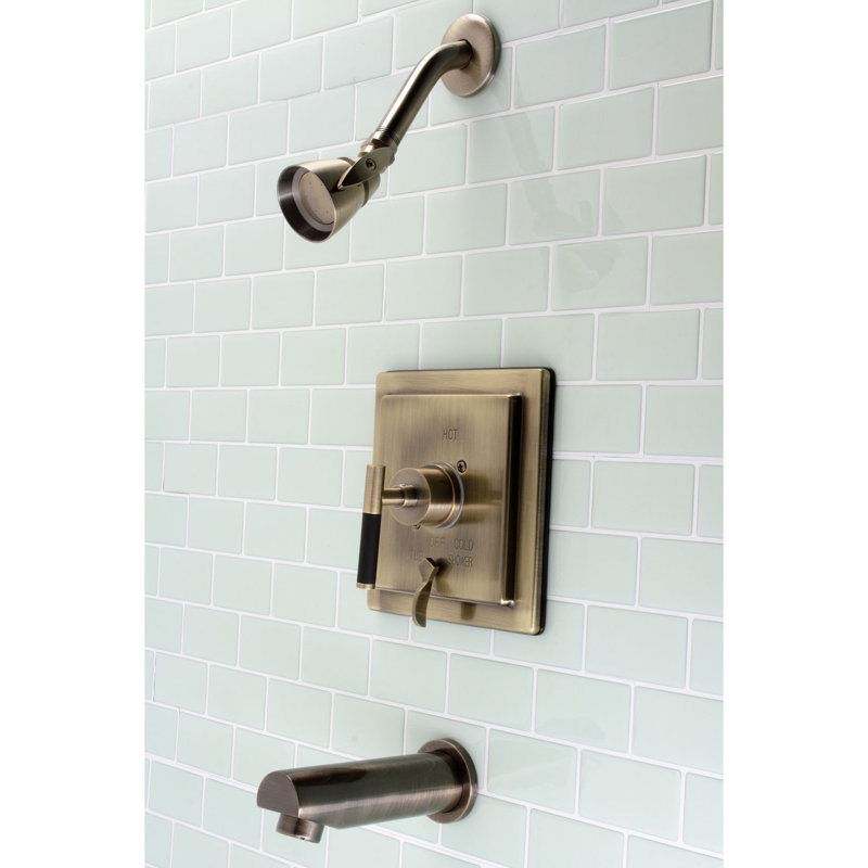 Kingston Brass Kaiser Single-Handle Pressure Balanced Tub and Shower Faucet, Antique Brass
