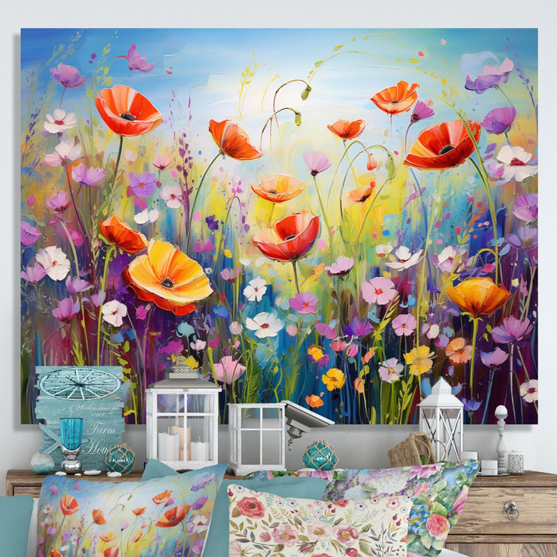 Fleurs sauvages - Rhapsodie florale - impressions encadrées, H 30 po x l 40 po x P 1,5 po, Toile tendue