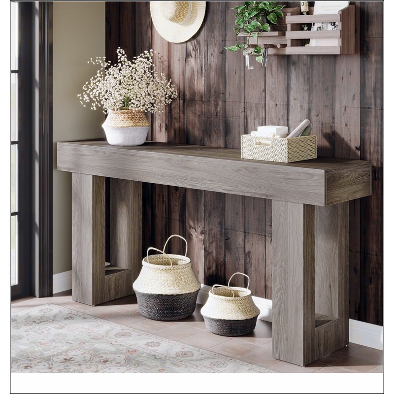 63 Inches Farmhouse Console Table – Extra Long Narrow Sofa Table Behind Couch, Rustic Wood Entryway Table for Hallway, Living Room, or Foyer