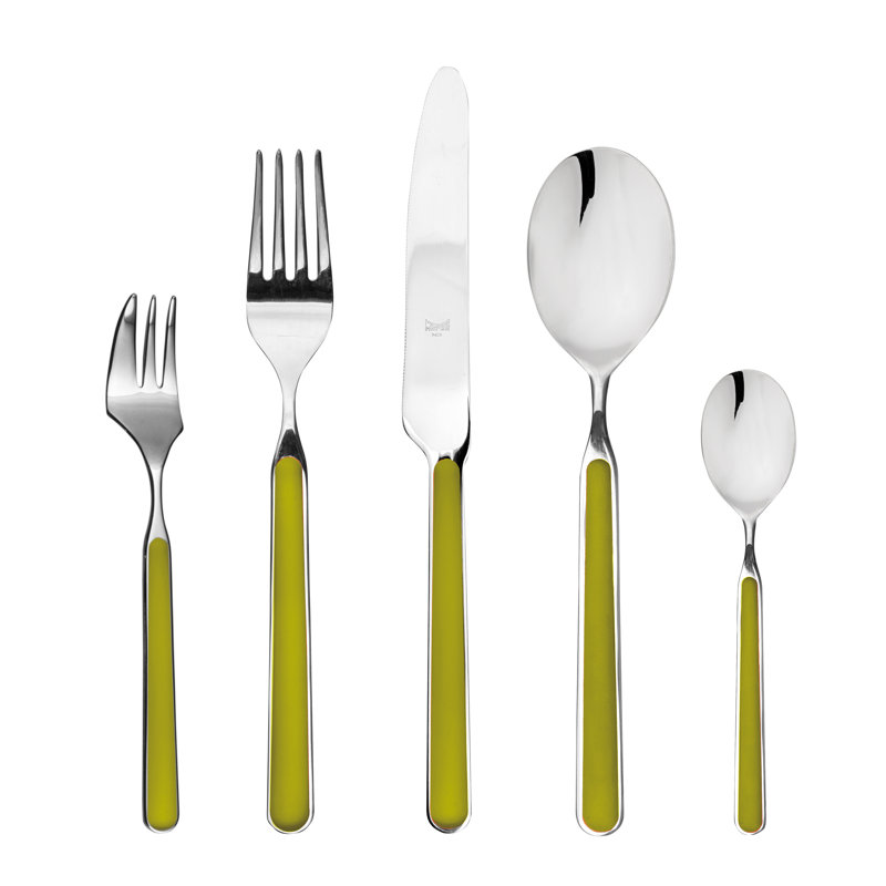 Ensemble de couverts Fantasia avec fourchettes à gâteaux - 30 pièces - Vert olive, Vert olive