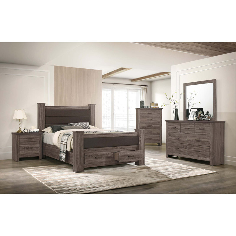 Commode 7 tiroirs en bois au fini gris